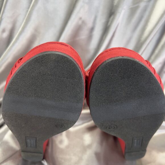 Comfort Plus Predictions Women’s 9  Wedge Slingback Sandals Red Summer Heels NEW - Picture 10 of 14